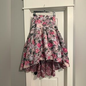 Badgley Mischka Pink Floral High-Low Skirt